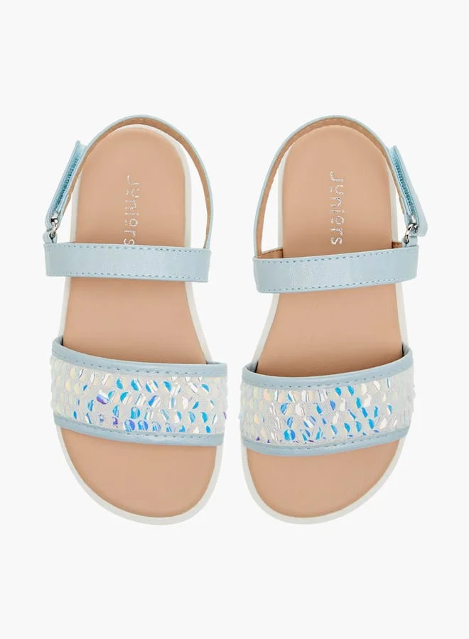 جونيورز صنادل بناتي مزينة بالترتر بأشرطة وإغلاق بشريط لاصق - تشكيلة رمضان